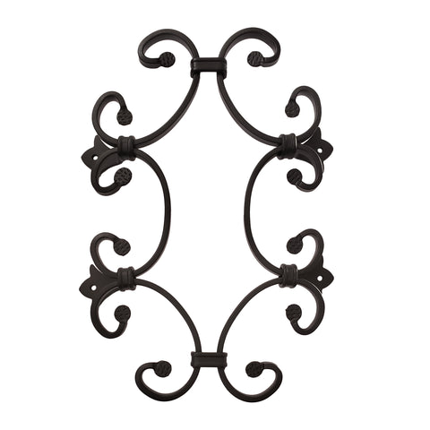 14.75" x 9" Ornament Speakeasy/Grill for Gates, Doors, Walls - Wrought Iron, Powder Coated Black - DHOSG-04