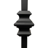 Single Knuckle Iron Stair Balusters 1/2" Square x 44" Long, Hollow, Black Powder Coated - 15pcs - (Satin Black) - DH-06