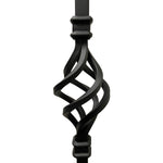 Iron Stair Balusters 1/2" Square x 44" Long, Single Basket, Hollow, Black Powder Coated - 15pcs - (Satin Black) - DH-04