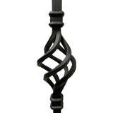 Iron Stair Balusters 1/2" Square x 44" Long, Double Basket, Hollow, Black Powder Coated - 15pcs - (Satin Black) - DH-05