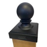 Decorex Hardware 5.5" x 5.5" Heavy Duty Aluminum Ball Post Cap for True/Actual 5.5" x 5.5" Wood Posts - Black