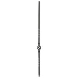 Iron Stair Balusters 1/2" Square x 44" Long, Single Basket, Hollow, Black Powder Coated - 15pcs - (Satin Black) - DH-04