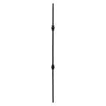 Iron Stair Balusters 1/2" Square x 44" Long, Double Knuckle, Hollow, Black Powder Coated - 15pcs - (Satin Black) - DH-07