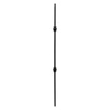 Iron Stair Balusters 1/2" Square x 44" Long, Double Knuckle, Hollow, Black Powder Coated - 15pcs - (Satin Black) - DH-07