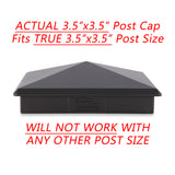 24 Pack Decorex Hardware 3.5" x 3.5" Heavy Duty Aluminium Pyramid Post Cap for True/Actual 3.5" x 3.5" Wood Posts - Black