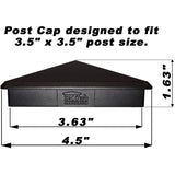 24 Pack Decorex Hardware 3.5" x 3.5" Heavy Duty Aluminium Pyramid Post Cap for True/Actual 3.5" x 3.5" Wood Posts - Black