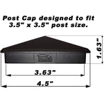 Decorex Hardware 3.5" x 3.5" Black Aluminium Pyramid Fence Post Cap Heavy Duty for True/Actual 3.5" x 3.5" Wood Posts - Black