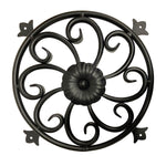 12" Round Ornament Speakeasy/Grill for Gates, Doors, Walls - Wrought Iron, Powder Coated Black - DHOSG-02