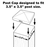 Decorex Hardware 3.5" x 3.5" Solid Copper Pyramid Post Cap For Actual 3.5" x 3.5" Wood Posts