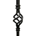 Iron Stair Balusters 1/2" Square x 44" Long, Single Basket, Hollow, Black Powder Coated - 15pcs - (Satin Black) - DH-04