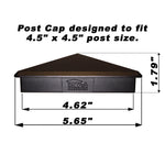 Decorex Hardware 4.5" x 4.5" Heavy Duty Aluminium Pyramid Post Cap for True/Actual 4.5" x 4.5" Wood Posts - Black