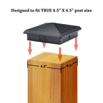 4 Pack Decorex Hardware Black 4.5" x 4.5" Heavy Duty Pyramid Post Cap for True/Actual 4.5" x 4.5" Wood Posts - Black