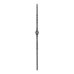 Iron Stair Balusters 1/2" Square x 44" Long, Single Basket, Hollow, Black Powder Coated - 15pcs - (Satin Black) - DH-04