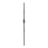 Iron Stair Balusters 1/2" Square x 44" Long, Single Basket, Hollow, Black Powder Coated - 15pcs - (Satin Black) - DH-04