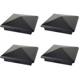 4 Pack Decorex Hardware True 4" x 4" Heavy Duty Aluminium Pyramid Post Cap for True/Actual 4" x 4" Wood Posts - Black