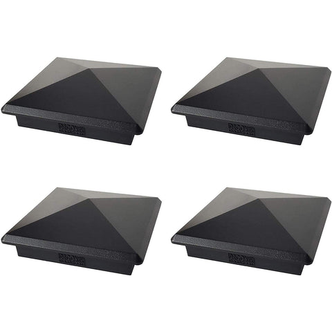 4 Pack Decorex Hardware True 4" x 4" Heavy Duty Aluminium Pyramid Post Cap for True/Actual 4" x 4" Wood Posts - Black