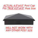 24 Pack Decorex Hardware True 4" x 4" Heavy Duty Aluminium Pyramid Post Cap for True/Actual 4" x 4" Wood Posts - Black