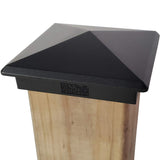 Decorex Hardware 4.5" x 4.5" Heavy Duty Aluminium Pyramid Post Cap for True/Actual 4.5" x 4.5" Wood Posts - Black