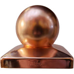 Decorex Hardware 5.5" x 5.5" Solid Copper Ball Post Cap For Actual 5.5" x 5.5" Wood Posts