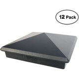 12 Pack Decorex Hardware 5.5"x5.5" Heavy Duty Aluminium Pyramid Post Cap for True/Actual 5.5" x 5.5" Wood Posts - Black