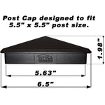 12 Pack Decorex Hardware 5.5"x5.5" Heavy Duty Aluminium Pyramid Post Cap for True/Actual 5.5" x 5.5" Wood Posts - Black