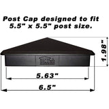 Decorex Hardware 5.5" x 5.5" Aluminium Pyramid Post Cap Heavy Duty For True/Actual 5.5" x 5.5" Wood Posts - Black