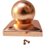 Decorex Hardware 5.5" x 5.5" Solid Copper Ball Post Cap For Actual 5.5" x 5.5" Wood Posts