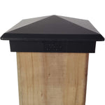 4 Pack Decorex Hardware Black 4.5" x 4.5" Heavy Duty Pyramid Post Cap for True/Actual 4.5" x 4.5" Wood Posts - Black