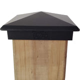 4 Pack Decorex Hardware Black 4.5" x 4.5" Heavy Duty Pyramid Post Cap for True/Actual 4.5" x 4.5" Wood Posts - Black