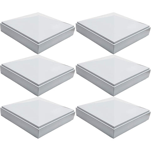 6 Pack Decorex Hardware 4" x 4" White Pyramid Post Cap for Metal Posts - Pressure Fit