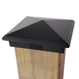 4 Pack Decorex Hardware True 4" x 4" Heavy Duty Aluminium Pyramid Post Cap for True/Actual 4" x 4" Wood Posts - Black