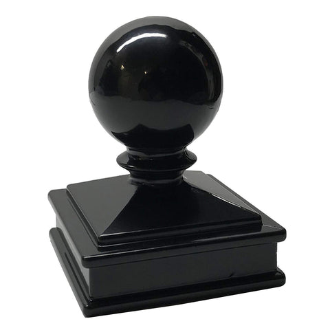 Decorex Hardware Aluminium 2.5" x 2.5" Ball Post Cap for 2.5" x 2.5" Metal Posts - Pressure Fit - Black