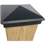 12 Pack Decorex Hardware 5.5"x5.5" Heavy Duty Aluminium Pyramid Post Cap for True/Actual 5.5" x 5.5" Wood Posts - Black