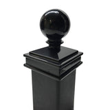 Decorex Hardware Aluminium 2.5" x 2.5" Ball Post Cap for 2.5" x 2.5" Metal Posts - Pressure Fit - Black