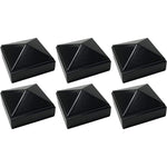 6 Pack Decorex Hardware 2" x 2" Aluminium Pyramid Post Cap for Metal Posts - Pressure Fit - Black