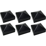 6 Pack Decorex Hardware 2" x 2" Aluminium Pyramid Post Cap for Metal Posts - Pressure Fit - Black