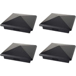 4 Pack Decorex Hardware Black 4.5" x 4.5" Heavy Duty Pyramid Post Cap for True/Actual 4.5" x 4.5" Wood Posts - Black