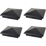 4 Pack Decorex Hardware Black 4.5" x 4.5" Heavy Duty Pyramid Post Cap for True/Actual 4.5" x 4.5" Wood Posts - Black