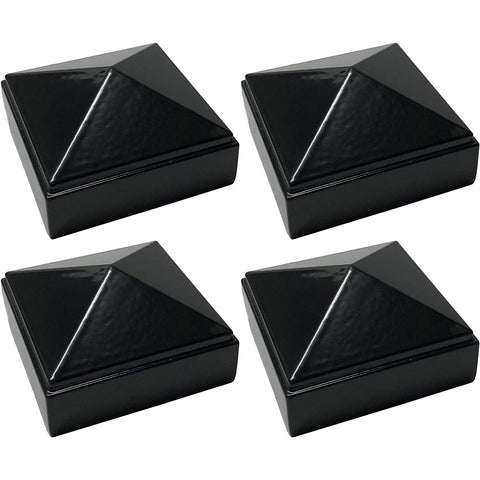 4 Pack Decorex Hardware 2" x 2" Aluminium Pyramid Post Cap for Metal Posts - Pressure Fit - Black