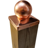 Decorex Hardware 5.5" x 5.5" Solid Copper Ball Post Cap For Actual 5.5" x 5.5" Wood Posts