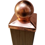 Decorex Hardware 5.5" x 5.5" Solid Copper Ball Post Cap For Actual 5.5" x 5.5" Wood Posts