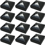 12 Pack Decorex Hardware 2.5" x 2.5" Aluminium Pyramid Post Cap for Metal Posts - Pressure Fit - Black