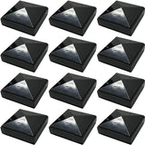 12 Pack Decorex Hardware 2.5" x 2.5" Aluminium Pyramid Post Cap for Metal Posts - Pressure Fit - Black