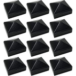 12 Pack Decorex Hardware 2" x 2" Aluminium Pyramid Post Cap for Metal Posts - Pressure Fit - Black