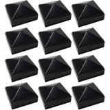 12 Pack Decorex Hardware 2" x 2" Aluminium Pyramid Post Cap for Metal Posts - Pressure Fit - Black