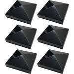 6 Pack Decorex Hardware 4" x 4" Aluminium Pyramid Post Cap for Metal Posts - Pressure Fit - Black