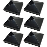 6 Pack Decorex Hardware 4" x 4" Aluminium Pyramid Post Cap for Metal Posts - Pressure Fit - Black