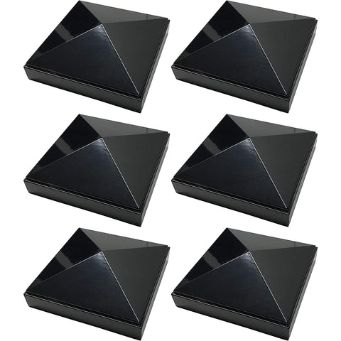 6 Pack Decorex Hardware 4" x 4" Aluminium Pyramid Post Cap for Metal Posts - Pressure Fit - Black