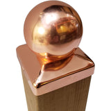 Decorex Hardware 3.5" x 3.5" Solid Copper Ball Post Cap for Actual 3.5" x 3.5" Wood Posts