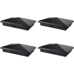 4 Pack Decorex Hardware True 4" x 6" Heavy Duty Aluminium Pyramid Post Cap for True/Actual 4" x 6" Wood Posts - Black